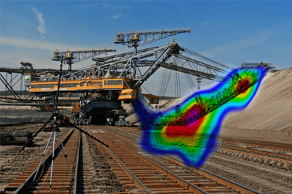 Ergebnis der Messung mit der Software NoiseImage Ergebnis der Geräuschlokalisierung mit der Software NoiseImage am Tagebaubagger