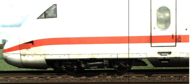 Fig. 2: Record with global-shutter camera (Baumer VLG-22C ), door is aligned properly Global shutter - no geometrical offset